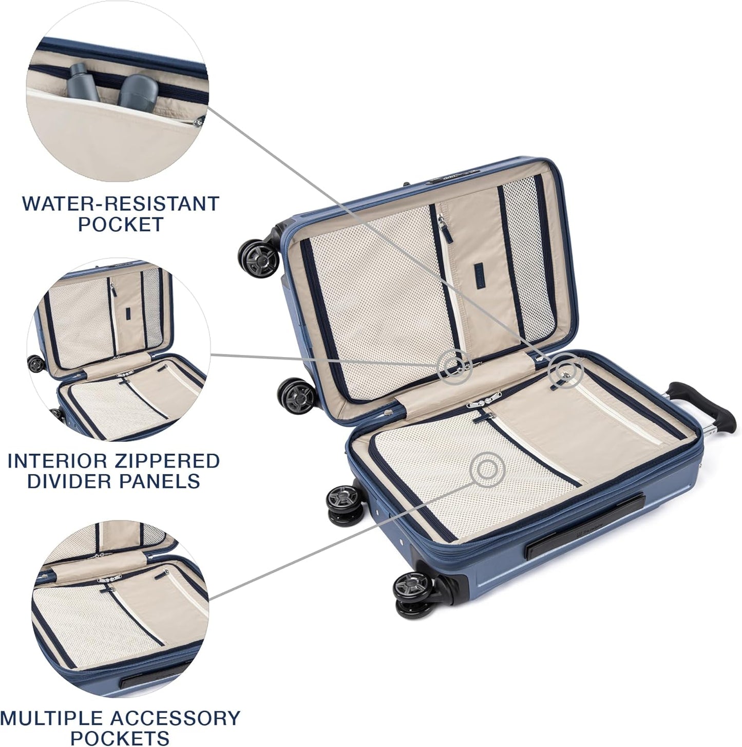 Travelpro Platinum Elite Hardside Expandable Spinner Wheel Luggage TSA Lock Hard Shell Polycarbonate Suitcase, Dark Sky Blue, Carry-on 21-Inch