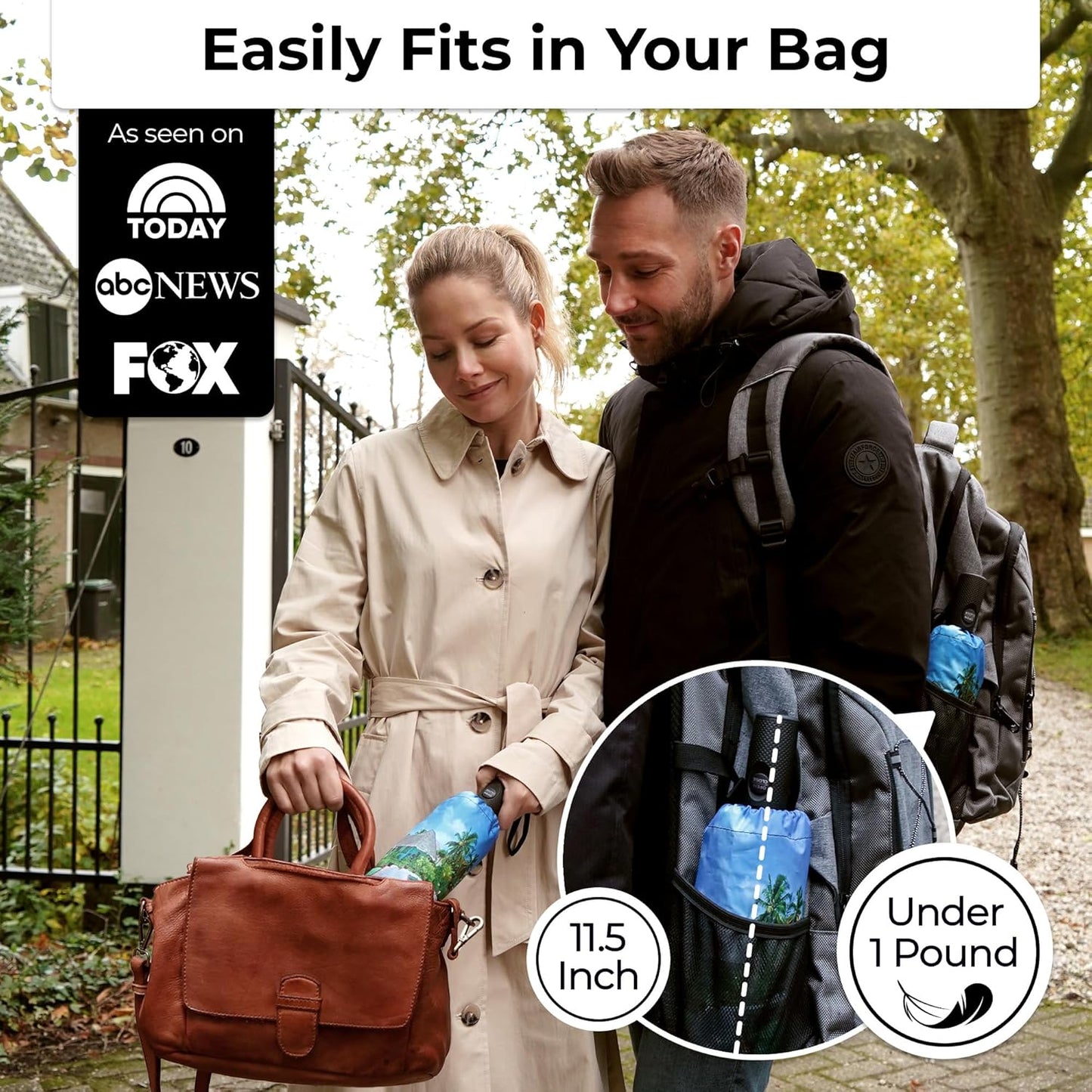 TUMELLA Strongest Windproof Travel Umbrella (Compact, Superior & Beautiful), Small Strong but Light Portable and Automatic Folding Rain Umbrella, Durable Premium Grip, Fits Car & Backpack