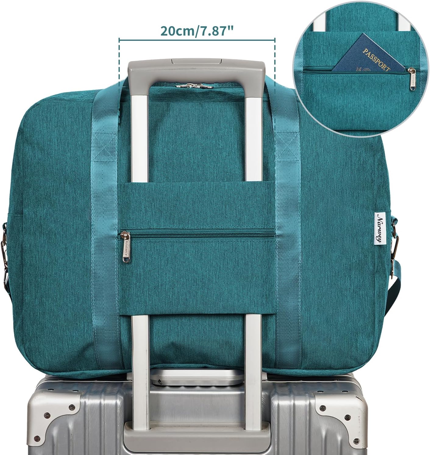 For Spirit Airlines Personal Item Bag 18x14x8 Foldable Travel Duffel Bag Underseat Carry on Luggage Weekender for Women 30L (Teal)
