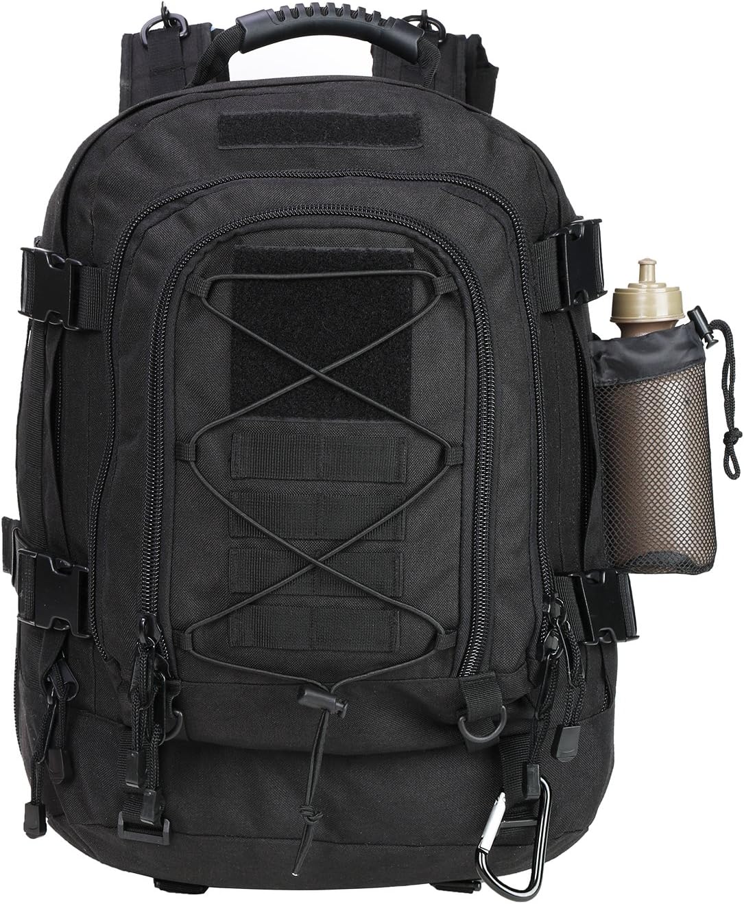 Large Tactical Backpack for Men Military Backpack with DIY System for Travel, Work,Camping,Hunting,Hiking,Sports (BLACK)