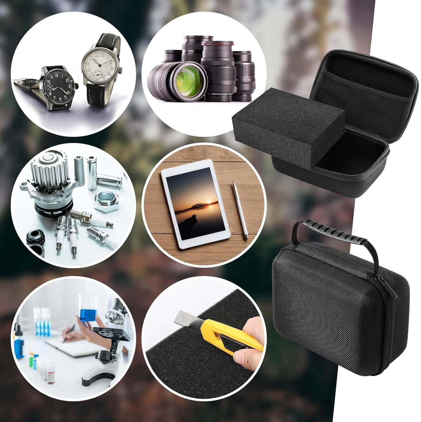 EVA Hard Case with Customizable Foam Protective EVA Carrying Case Shockproof Outdoor for Camera, Digital Products, Electronic Instruments with Knife(Black,11 x 7.8 x 4.3 Inch)