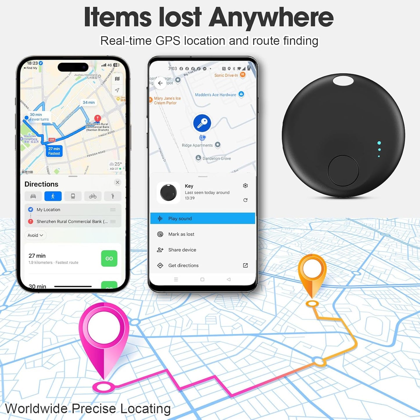 Air Tag for Android or iOS, Air Tags-4 Pack Smart Tag, Dual System Both iOS and Android Tracker Tags, Find My or Google'S Find Hub App, Keys Finder Item Locator for Wallets, Suitcases (Black)