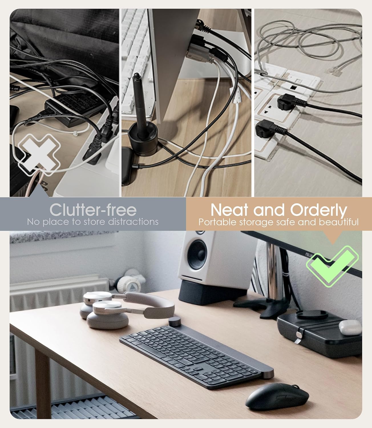 20Pcs Nearockle Silicone Cable Ties, 5.12 Inch Adjustable Cord Organizer Reusable Zip Ties for Charging Cords Earphone Computer Wire, Office Desk Cable Management Travel Accessories(White)