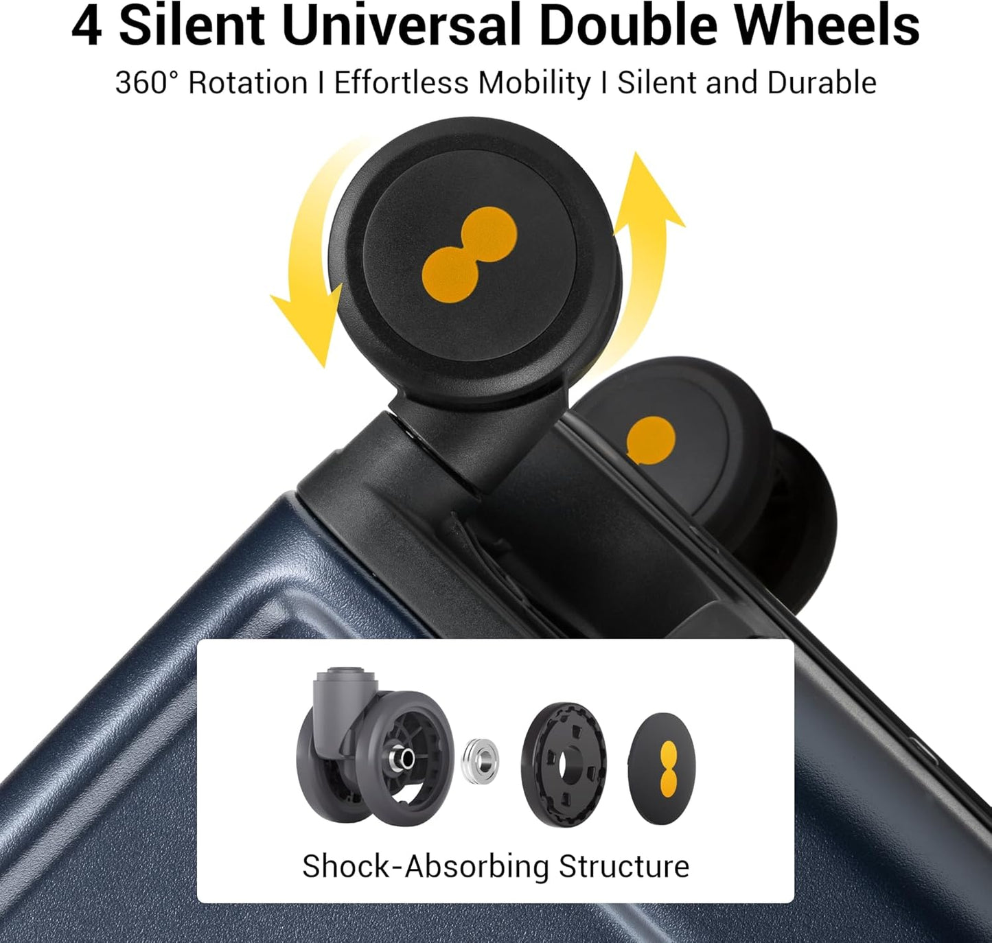 LEVEL8 Zipperless Checked Luggage with Aluminum Frame, Upgraded Medium Hardside Suitcase with Spinner Wheels, Metal Travel Luggage with Double Tsa Locks, 24 Inch, Blue