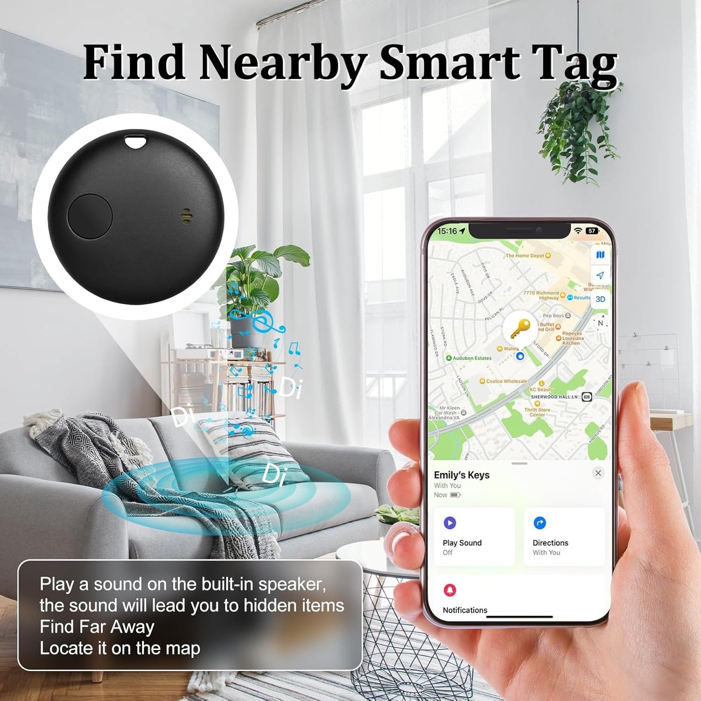 Geevon Smart Tag-2 Pack Bluetooth Tracker Work with Apple Find My (iOS Only).Item Finder for Keys, Wallet,Backpack, Luggage (2P Black)