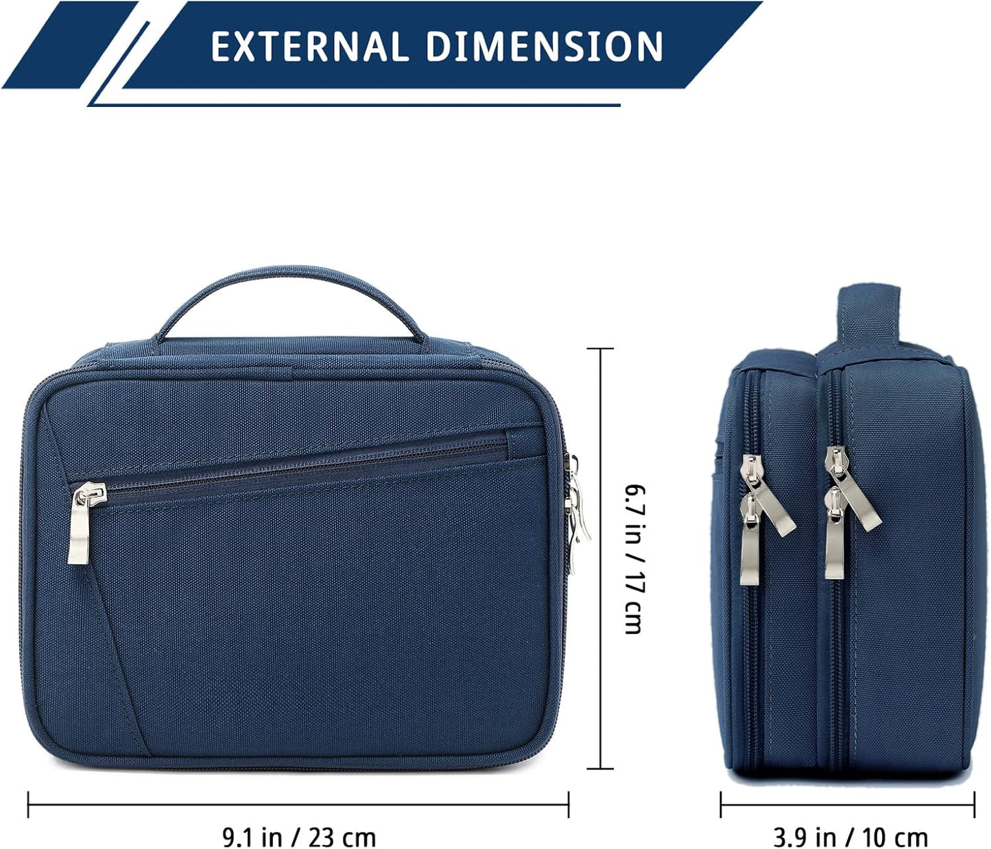 mygreen Electronics Travel Organizer, Watreproof Electronic Accessories Case Portable Double Layer Cable Storage Bag for Cord, Charger, Flash Drive, Phone, Ipad Mini, SD Card, Gifts for Him Blue