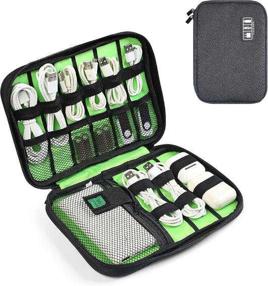 Luxtude Travel Cable Organizer Bag, Flat Cord Organizer Bag, Portable Electronics Case, Travel Essentials for Wire/Cord Storage/Charger Case/Cable Storage/Tech Accessories Pouch/Tech Gifts
