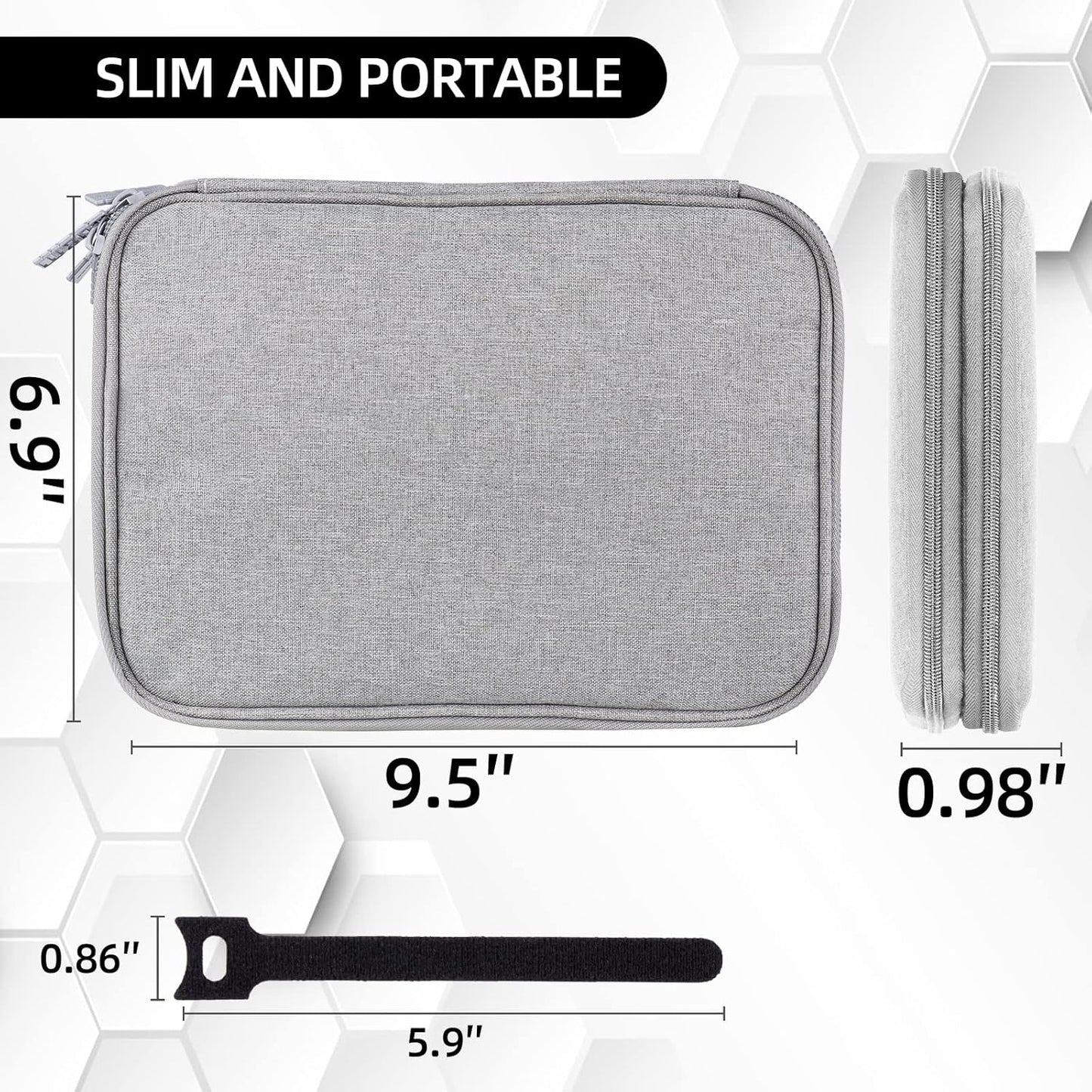 Electronics Organizer Travel Case Cord Cable Charger Organizer Bag Travel Accessories Essentials for Women Men Double Layers Tech Pouch with 5 Cable Ties for Phone Power Bank SD Card USB, Grey