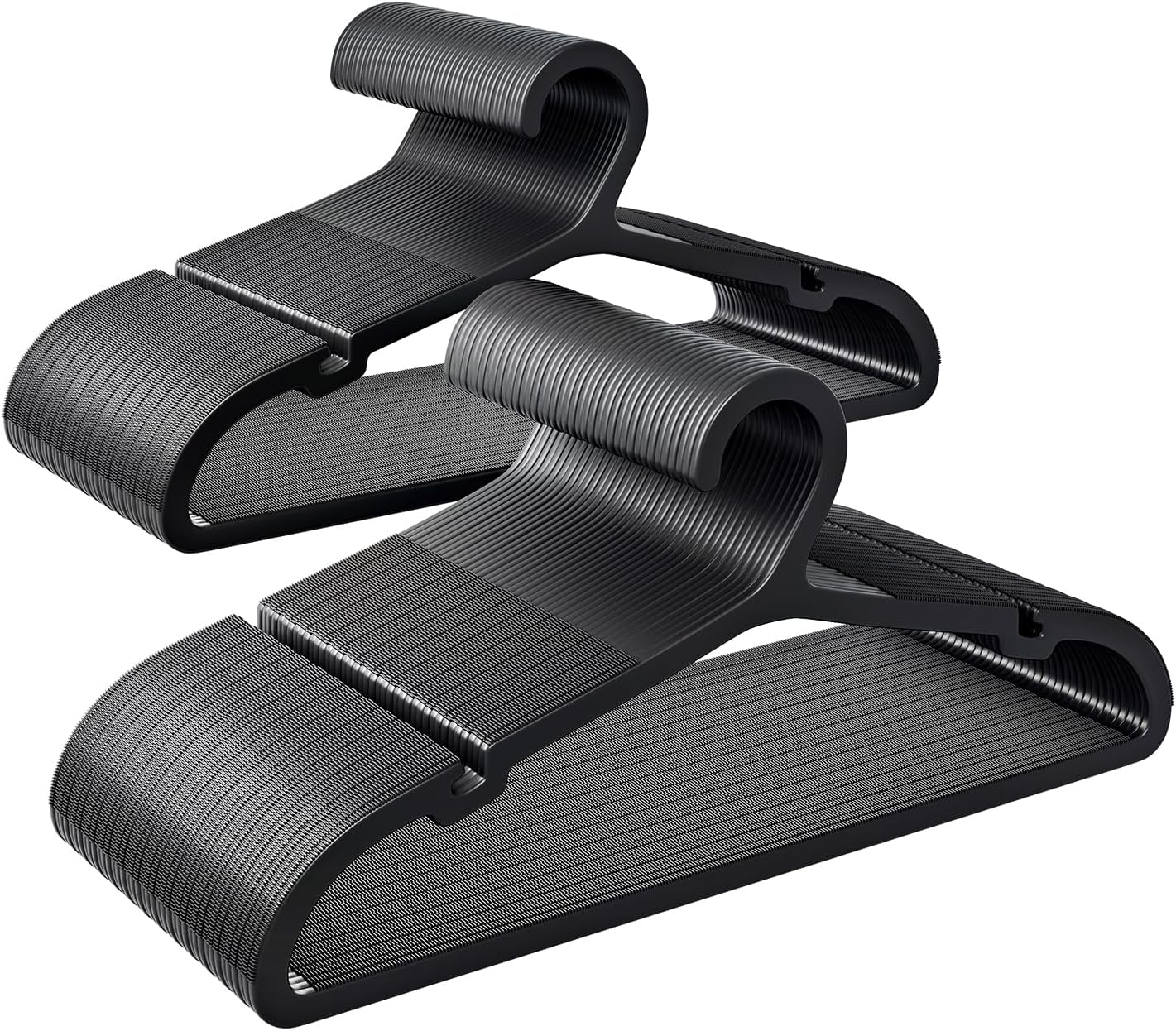 80 Pack Clothes Hangers, Non Slip Plastic Coat Hangers, Space Saving Hangers, Heavy Duty, Hanging Dry Wet Clothes, 16.4" x 8.3", Black, UAPY0580B