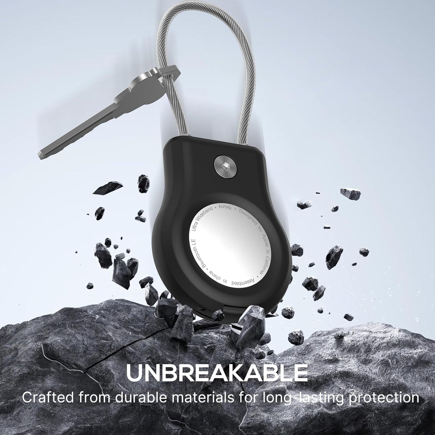 Air tag Holder,(4 Pack) Air tag Keychain with Secure Lock,Air Tags Case with Wire Cable for Apple Airtag,Anti-Lost Protective Case with Keyring for Luggage, Key, Pet, Bag, Black/Purple