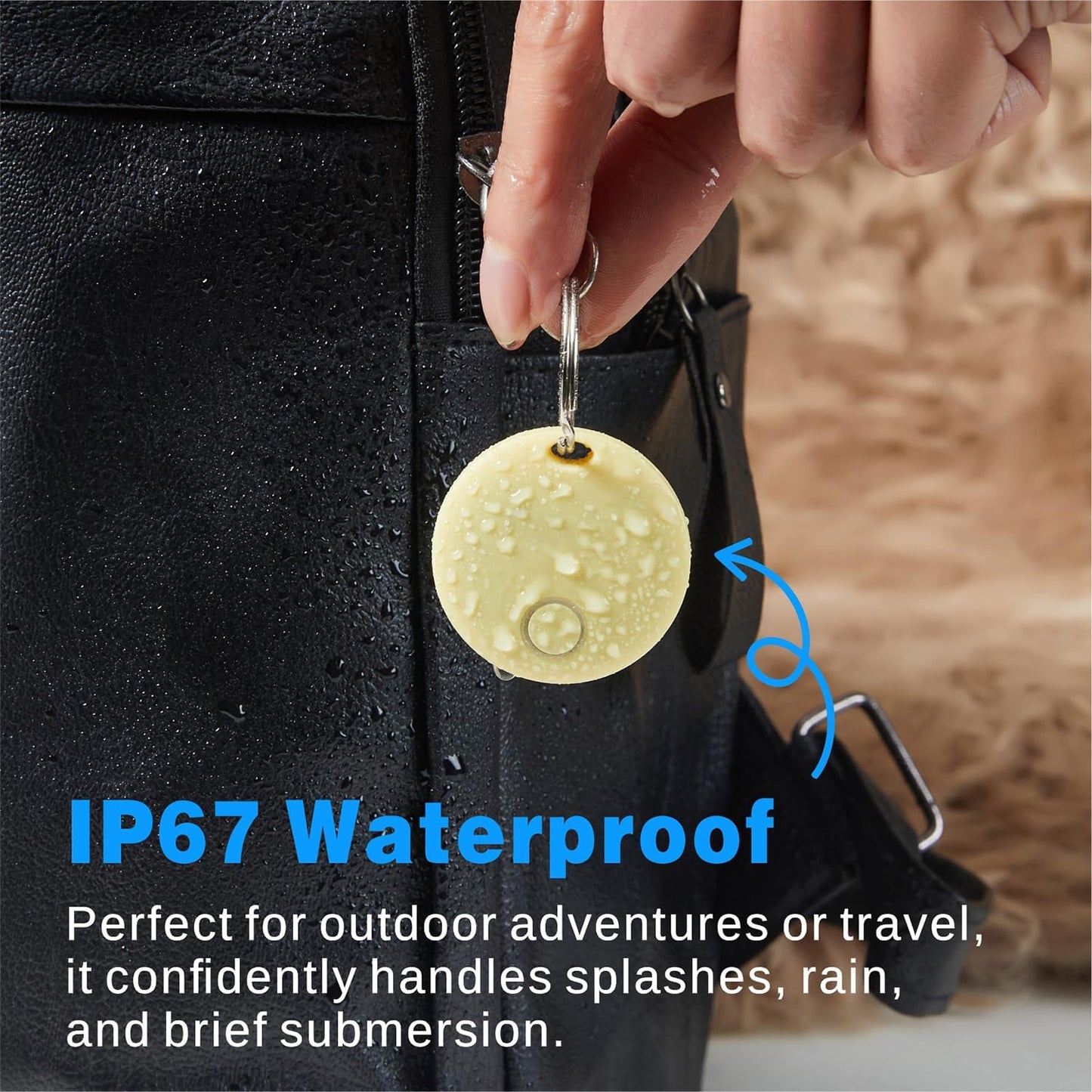 Air Tracker, Smart Bluetooth Tracker Works with Apple Find My (iOS Only), Item Finder Locator for Keys, Luggage, Backpack, IP67 Waterproof, Yellow