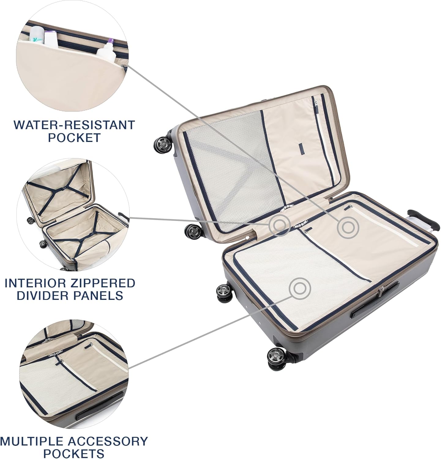 Travelpro Platinum Elite Hardside Expandable Spinner Wheel Luggage TSA Lock Hard Shell Polycarbonate Suitcase, Metallic Sand, 2-Piece Set (21/25)