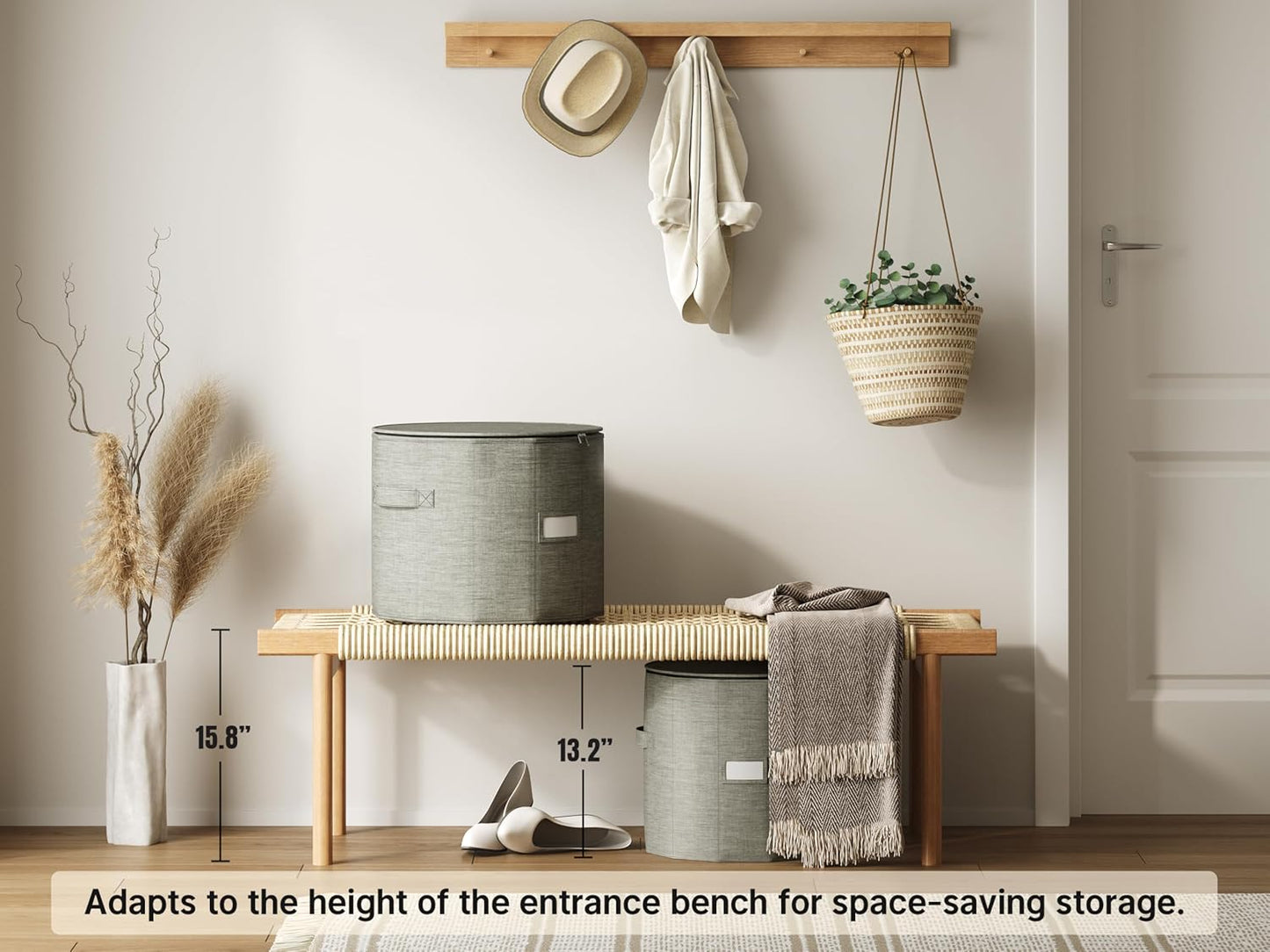 Vailando Shoe Organizer for Closet - Cylindrical Shoe Storage Organizer with Removable Dividers, Rectangular Compartment, Foldable, Gray, 1-Pack