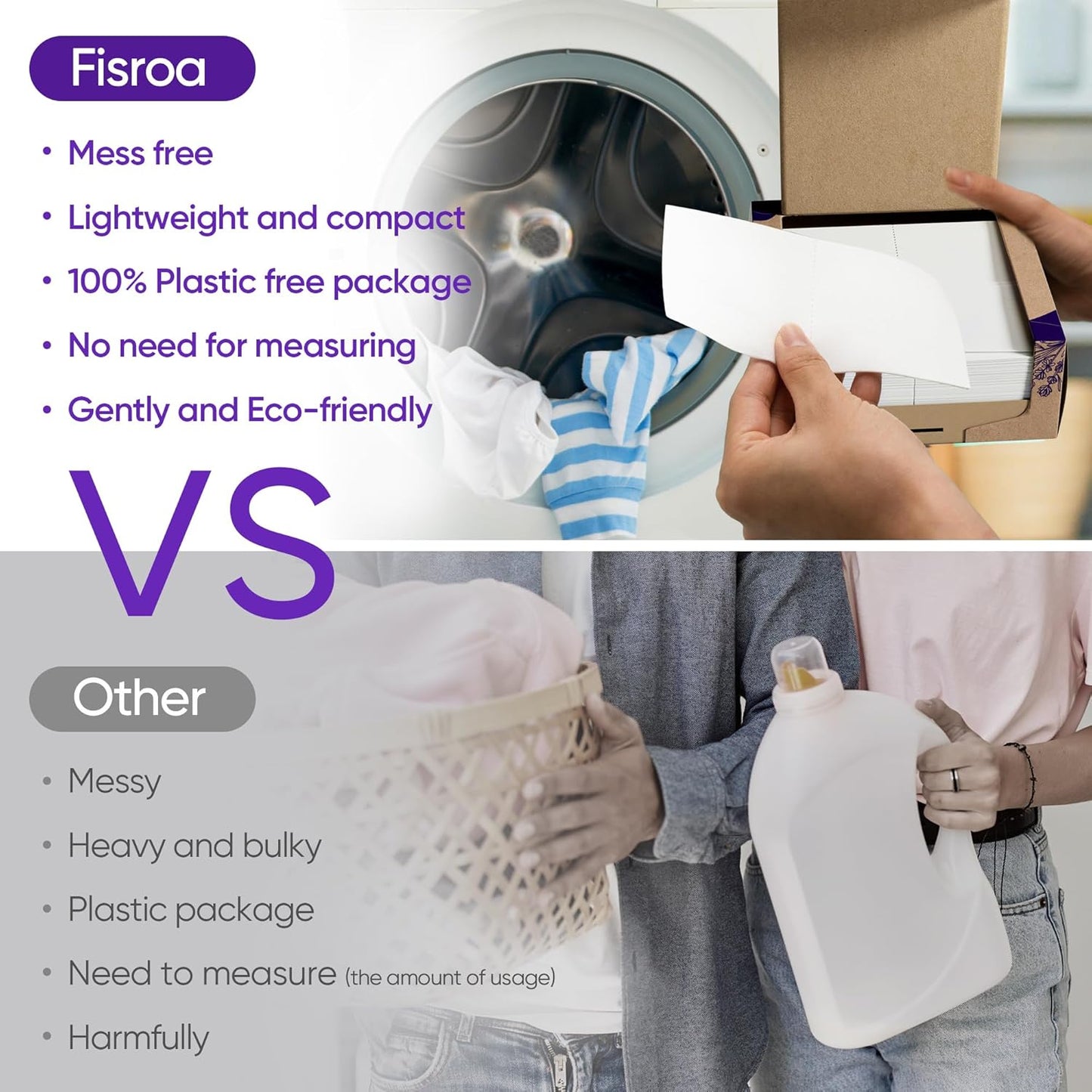 Lavender Laundry Detergent Sheets Travel Eco-friendly 300 Loads Fisroa Clothes Washing Detergent Sheets Plastic-Free Washer Strips Liquidless Laundry Strips Tablet