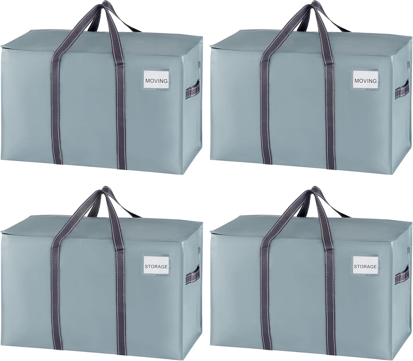 VENO 4 Pack Moving Bags, Heavy Duty, Moving Boxes Alternative, Packing Storage Supplies for Dorm Room Essentials with Zipper for Clothes, Extra Large Totes for Packaging (Light Blue Matte, 4 Pack)