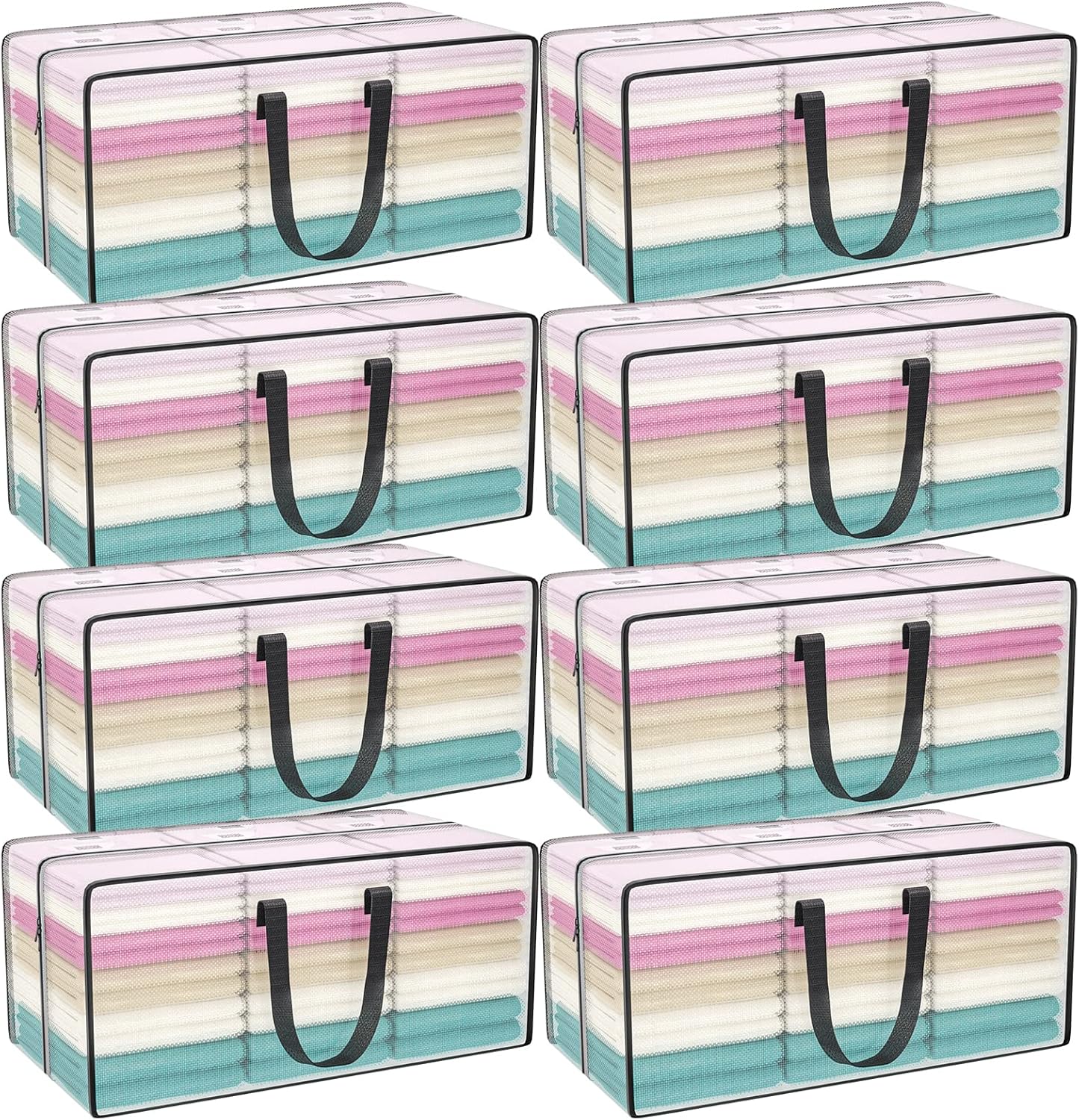 Clear Storage Bags with Zipper, 2 Pack Large Moving Bags Heavy Duty Extra Large, Plastic Storage Totes for Clothes, College dorm Packing Bag with Strong Handles