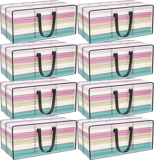 Clear Storage Bags with Zipper, 2 Pack Large Moving Bags Heavy Duty Extra Large, Plastic Storage Totes for Clothes, College dorm Packing Bag with Strong Handles