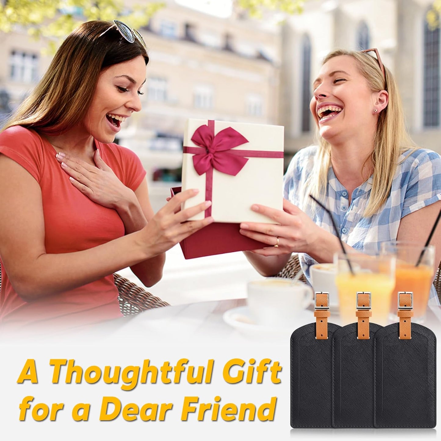 3 Pack Luggage Tags for Suitcases, TSA Approved Bag Tags, Baggage Tags with Privacy Protection, Travel Essentials Luggage Accessories, Black & Brown