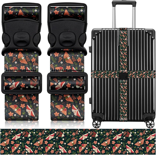 2 Pack Luggage Straps for Suitcases, Adjustable Travel Belt with Double Lock and Quick Release Buckle, Heavy Duty Nylon Bag Packing Strap, Unique Business Travel Accessories-Flower Butterfly
