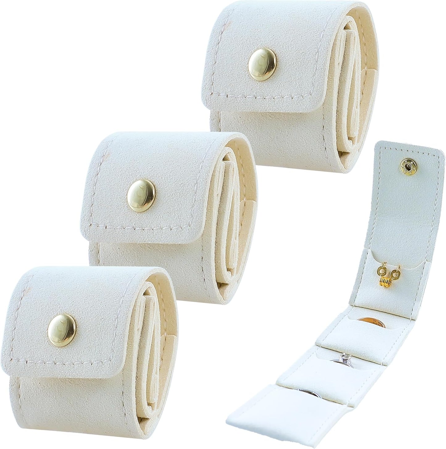 3 PCS Mini Travel Jewelry Organizer Bag - Tinycious Foldable Portable Case with Buckle, Auxiliary Jewelry Storage for Travel