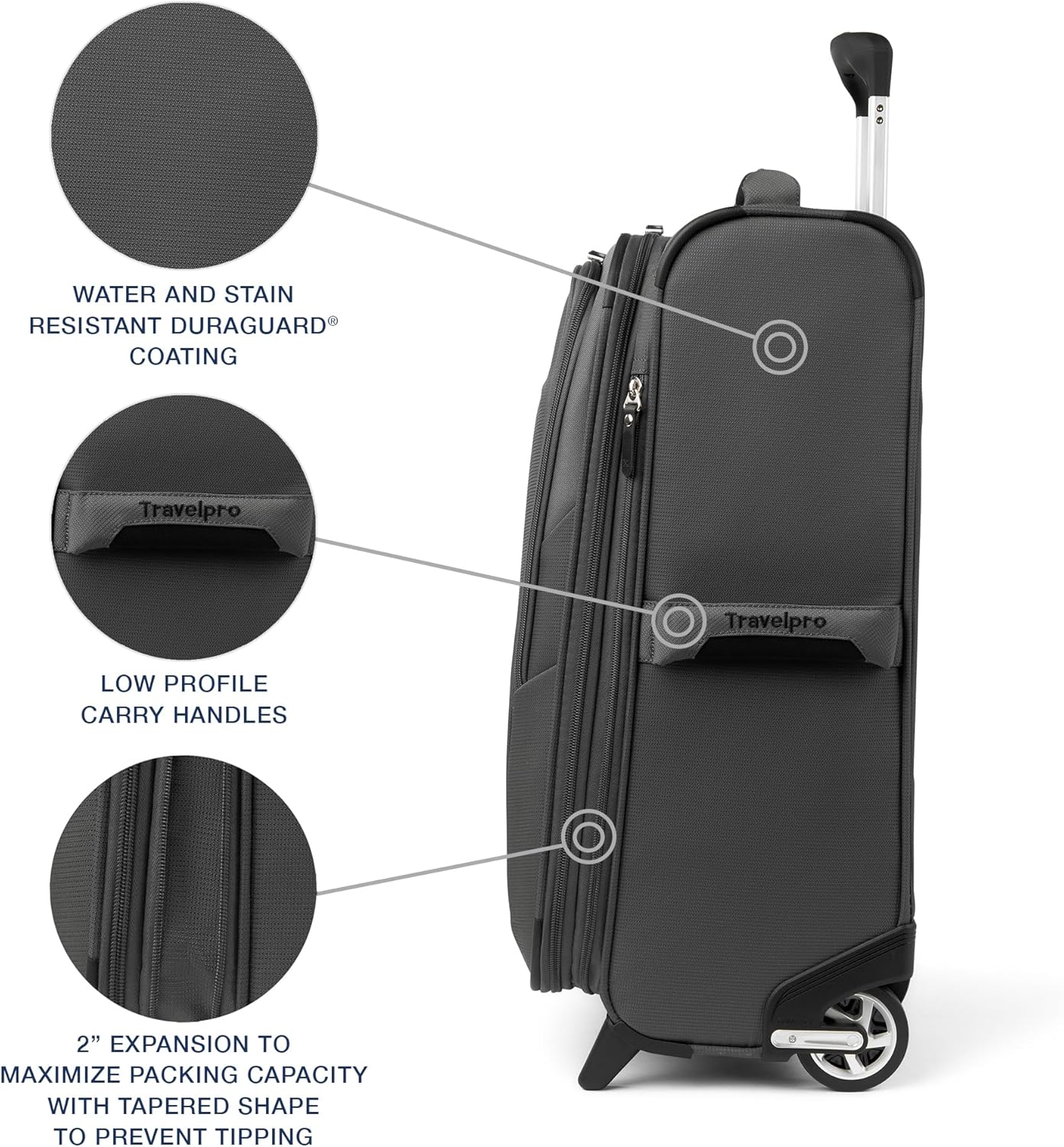 Travelpro Maxlite 5 Softside Expandable Upright 2 Wheel Carry-on Luggage, Lightweight, 22-Inch — Shadow Grey