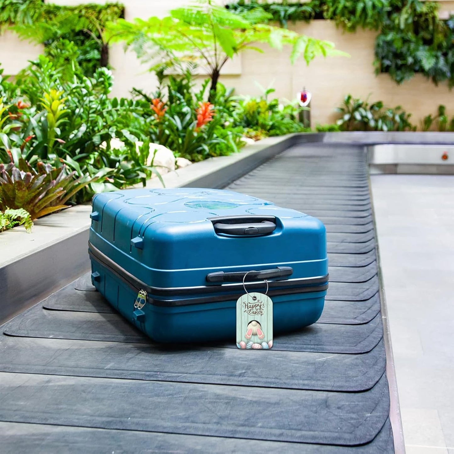 2 PCS Leather Luggage Tags for Suitcase Bunny Bottom and Easter Eggs Travel Luggage Tag with Privacy Flap Name ID Label and Metal Loop for Travel Bag Suitcase