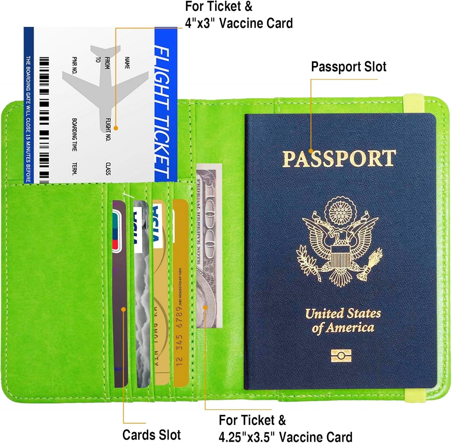 Passport Holder for Travel Passport Cover for Men Passport Wallet Case with Metal 3D Metal Badge Protector Leather Card Case RFID Blocking Women Travel Accessories Document Organizer (Green)