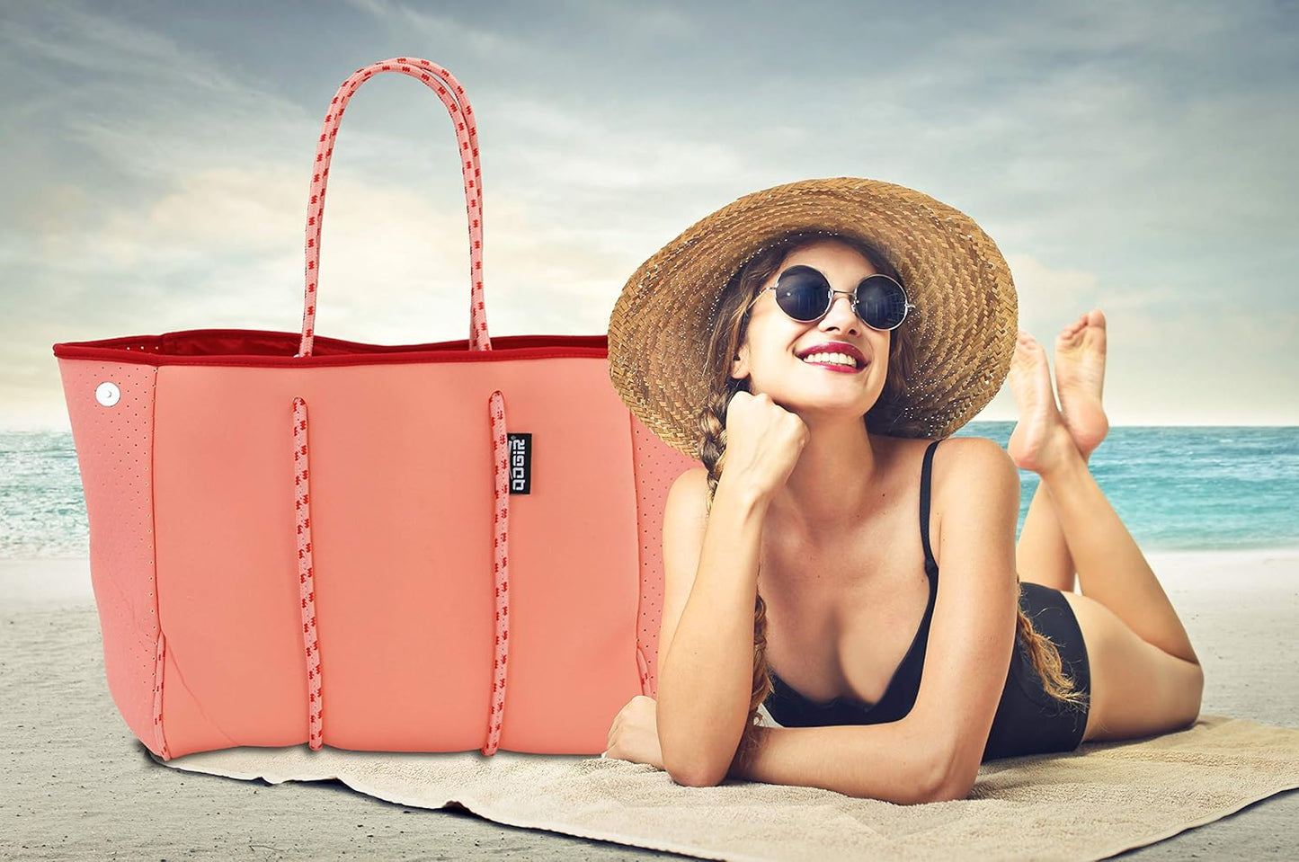 QOGiR Neoprene Multipurpose Beach Bag Tote with Inner Zipper Pocket … … … …