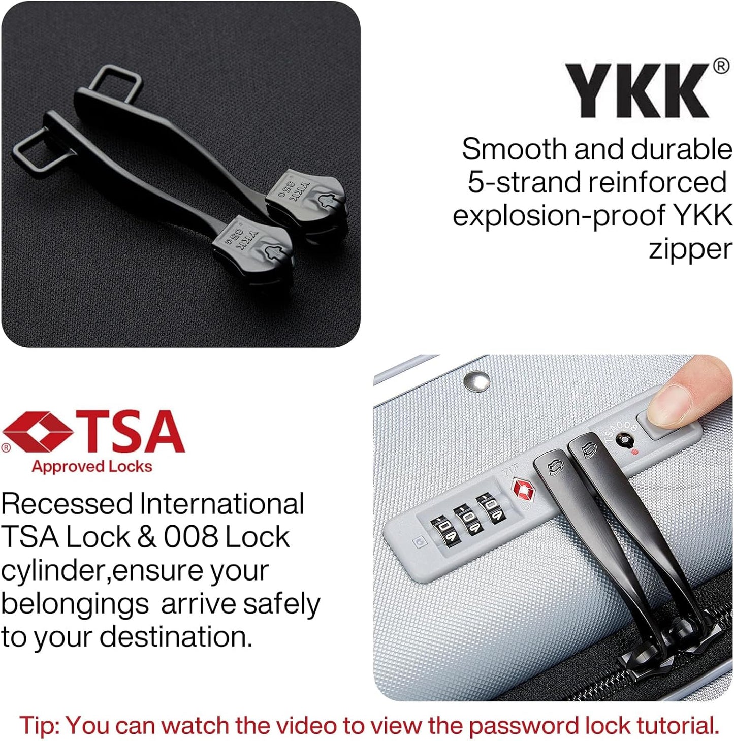 Hanke Grace Hard Shell Suitcases with Wheels,20 Inch Carry On Luggage Airline Approved with Aluminum Frame, Travel suitcase with Front Pocket Travel Luggage for Short Business Trips, Grey.