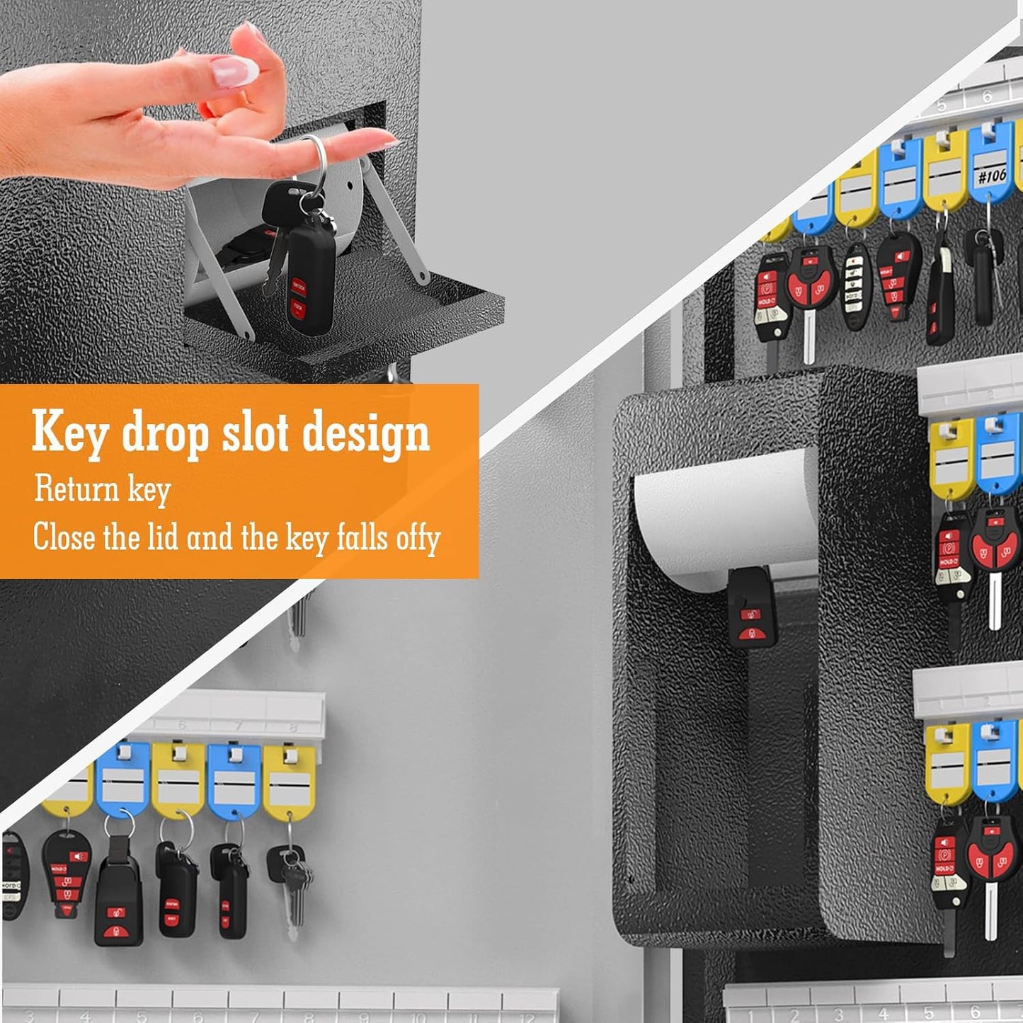 104 Keys Lock Box with Drop Slot, Key Cabinet Wall Mount, Fixed Code/OTP, APP Bluetooth/Wi-Fi, Spare Key Unlock, Large Key Return Box for Hotel, Car Dealerships, Realtors, Office