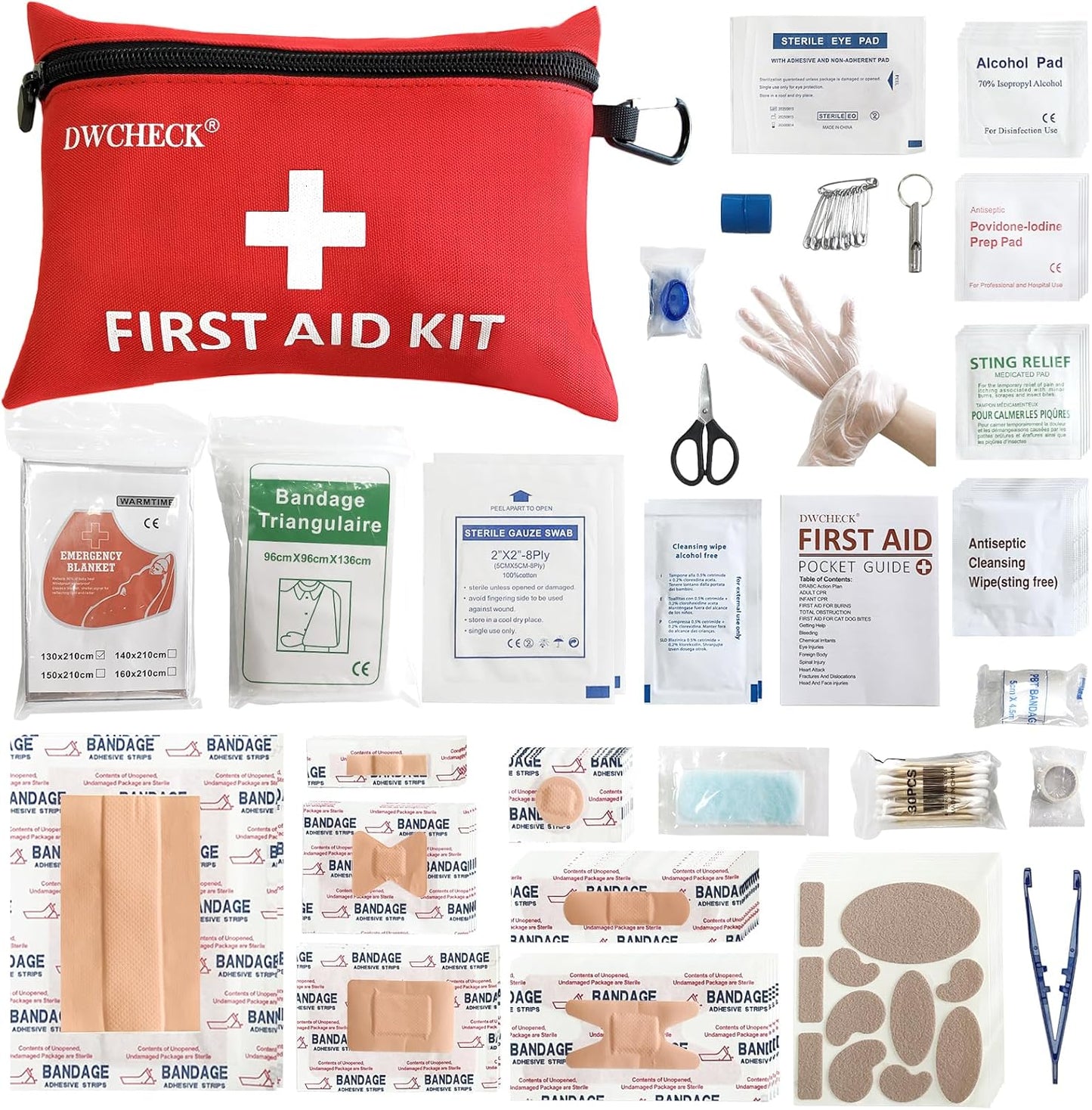 Mini First Aid Kit,132 Piece Small Waterproof Emergency Medical Kit for Travel, Car, Home, Office, Camping, Hiking - Compact Outdoor Survival Kit Includes Emergency Foil Blanket, Scissors