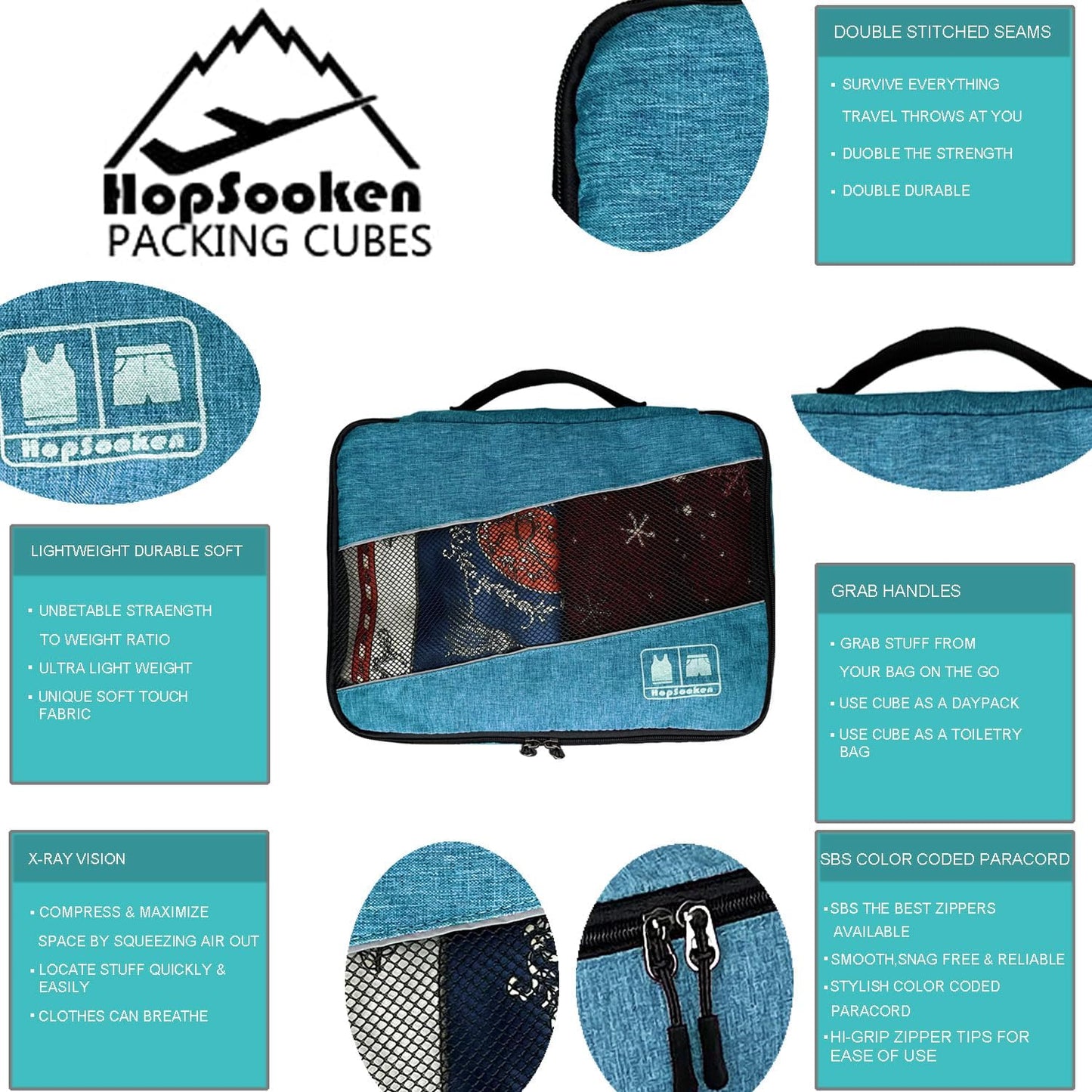 5 Set Packing Cubes for Travel Large Suitcase Luggage Organizer Bags Travel Accessories Vacation 4 Cubes 1 Laundry Pouch Bag