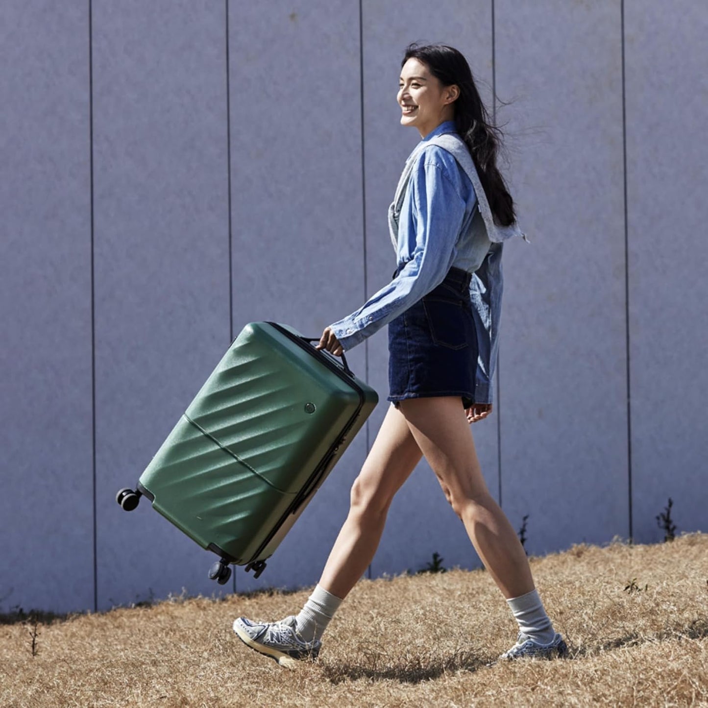 NINETYGO Carry On Suitcase, 20 Inch Carry-On Luggage with Double Spinner Wheels, Anti-Burst Zipper, Hard Case PC Suitcase Carry On, Lightweight Travel Luggage, TSA Approved (Seaweed Green, Hudson)