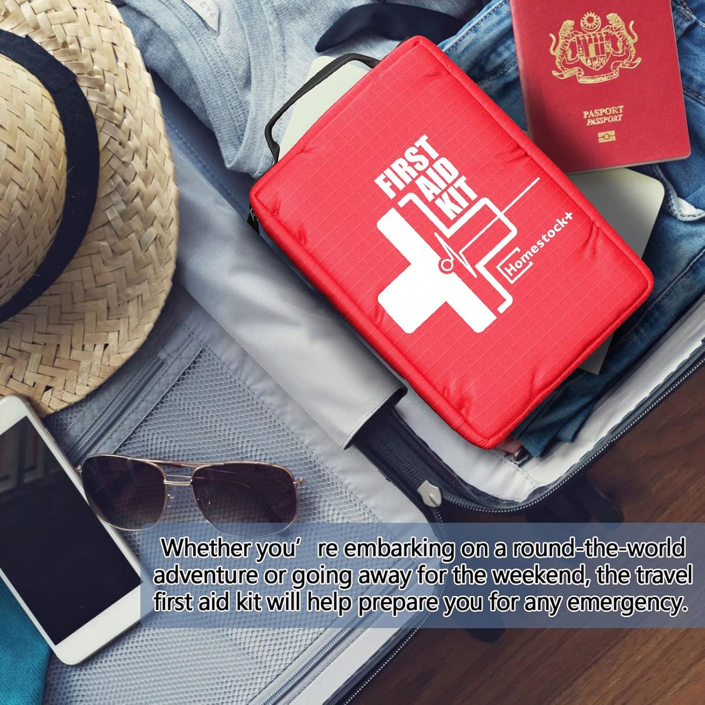 Compact First Aid Kit for Emergency - Basic Emergency Kit for Dorm,Hiking, Backpacking, Camping, Traveling, and Cycling -Small First Aid Kits