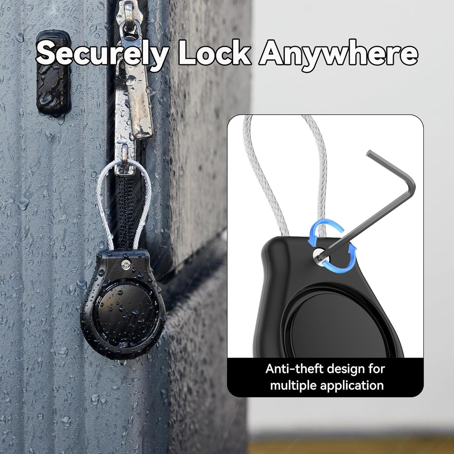 DDJ IPX8 Waterproof for Air Tag Lock Case with Wire Cable, Airtag Keychain Holder [2 Pack], Ultra Durable Anti-Lost Protective Case for Apple Airtags with Keyring for Luggage, Key, Backpack, Pet