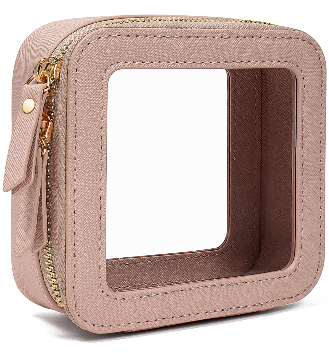 LETGO Clear Makeup Bags Small, TSA Approved Toiletry Bag with Zipper, Mini Clear Makeup Pouch Purse Organizer Fit Carry-on Travel Essentials,Small Cosmetic Bags for Car Storage (Mini-Nude)