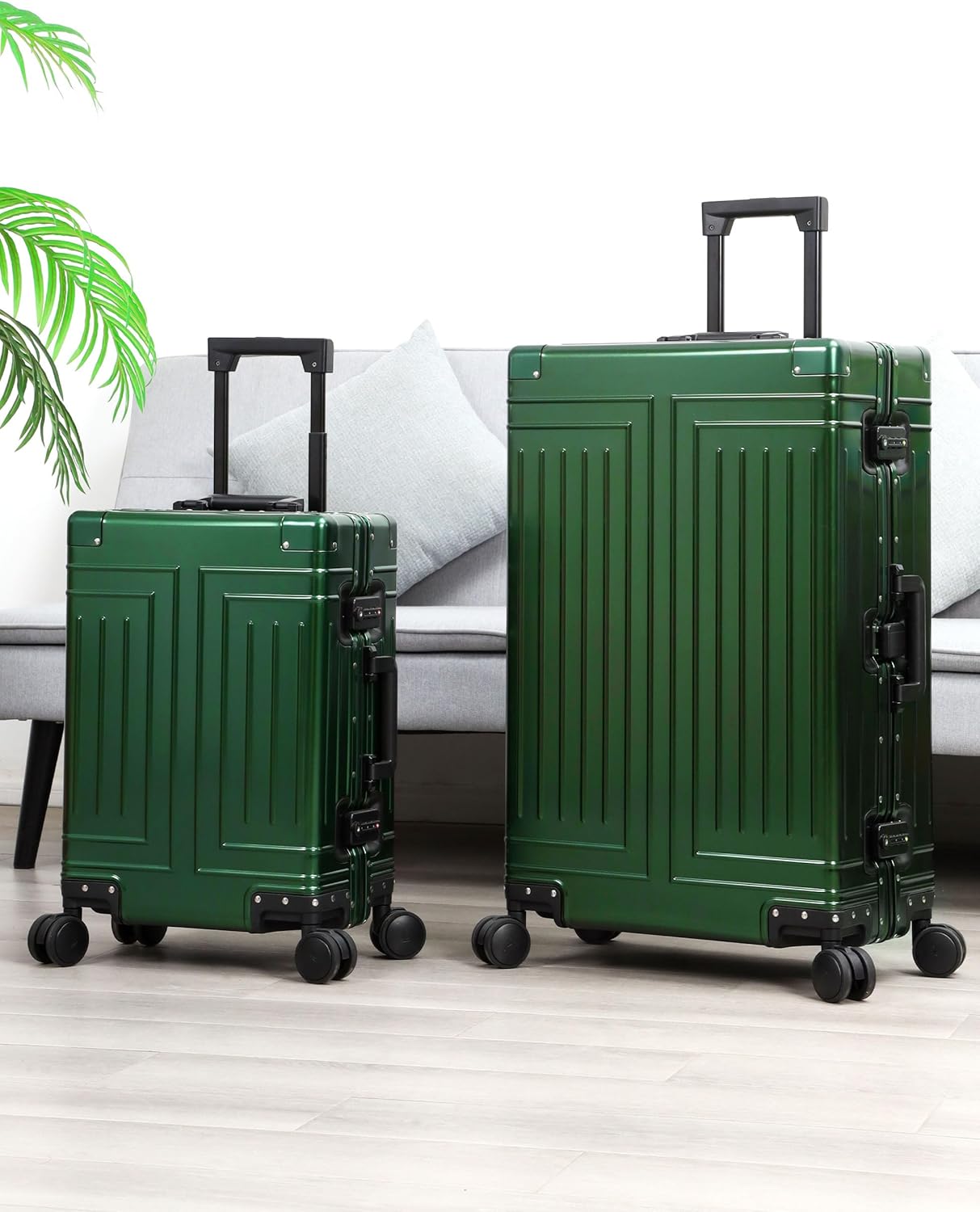 All Aluminum Magnesium Carry On Luggage，Cut from Whole Aluminum Sheet，22x14x9 Airline Approved ，（3rd Generation，Premium Magnesium Metal zipperless suitcase ） (green, 28inch)