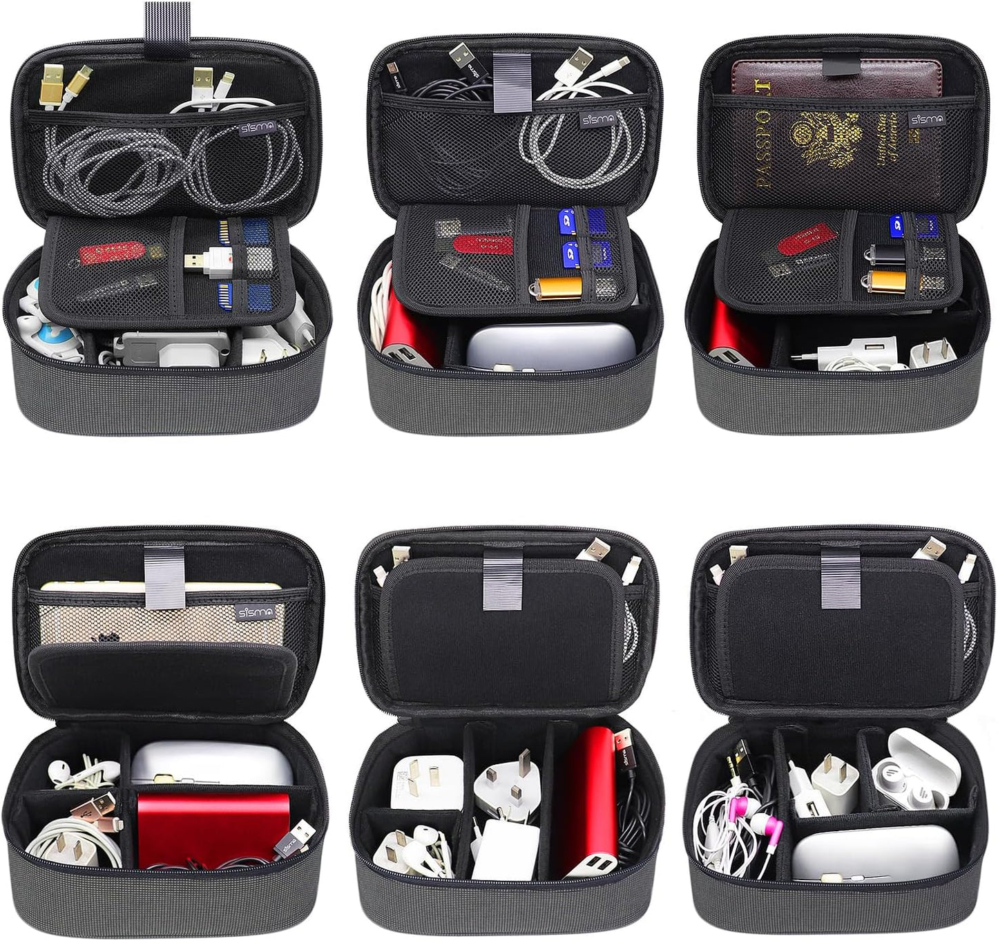 sisma Travel Electronics Organizer Tech Accessories Case Small Carrying Bag for Charging Cables Phone Chargers USB Plugs Power Cords Earbuds Adapter - Special Edition