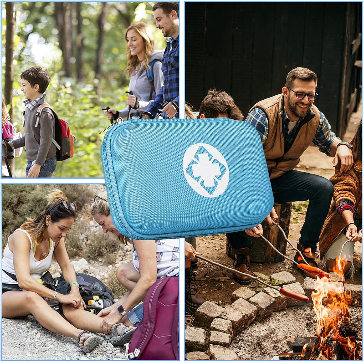 276PCS Small Travel First Aid Kit Supplies for Business, First Aid Kits Backpacking Essentials Items Trauma First Aid Survival Kits for Home Outdoor Adventure, Blue AMORNING