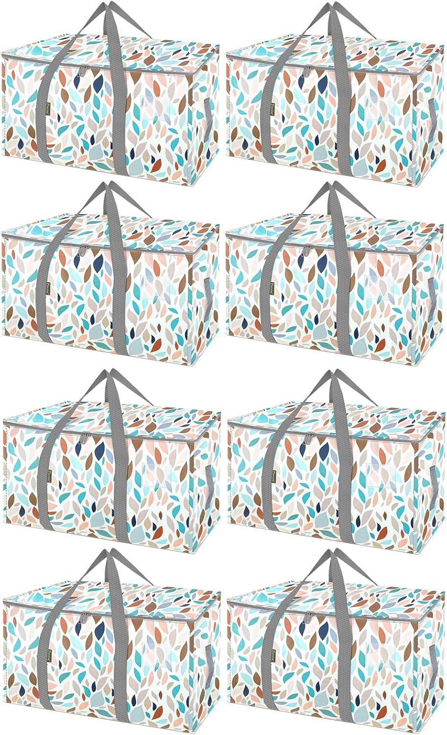 BALEINE 8-Pack Oversized Moving Bags with Reinforced Handles, Heavy-Duty Storage Tote for Clothes, Moving Supplies (Mosaic, 8-Pack)