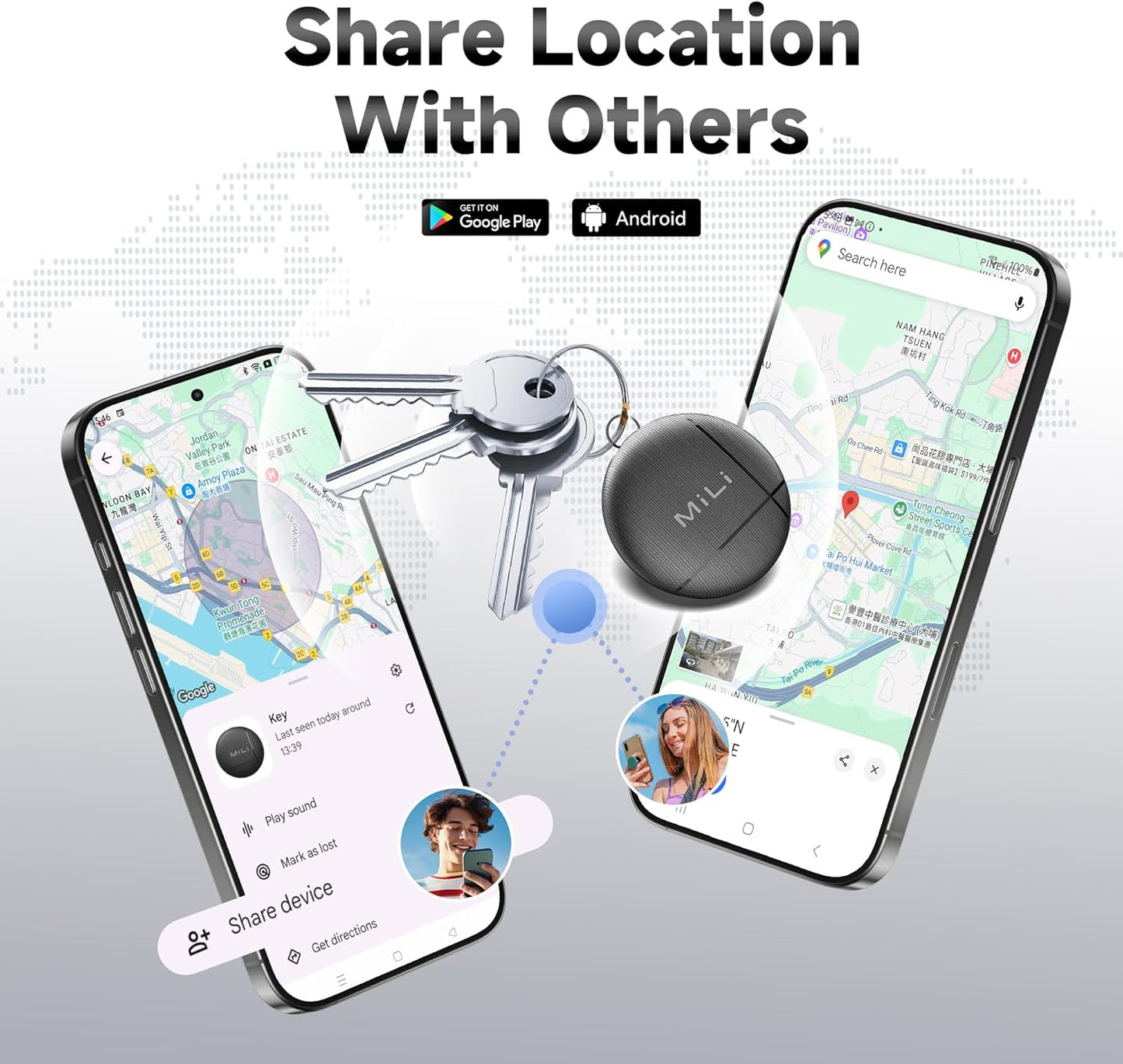 LiTag - Bluetooth Tracker for Android Phones. Google Certified Item Locator. Smart Tracking Tag for Google Find My Device (Find Hub) App. Finder for Keys, Luggage, Suitcase, Backpack, Purse (4 Pack)