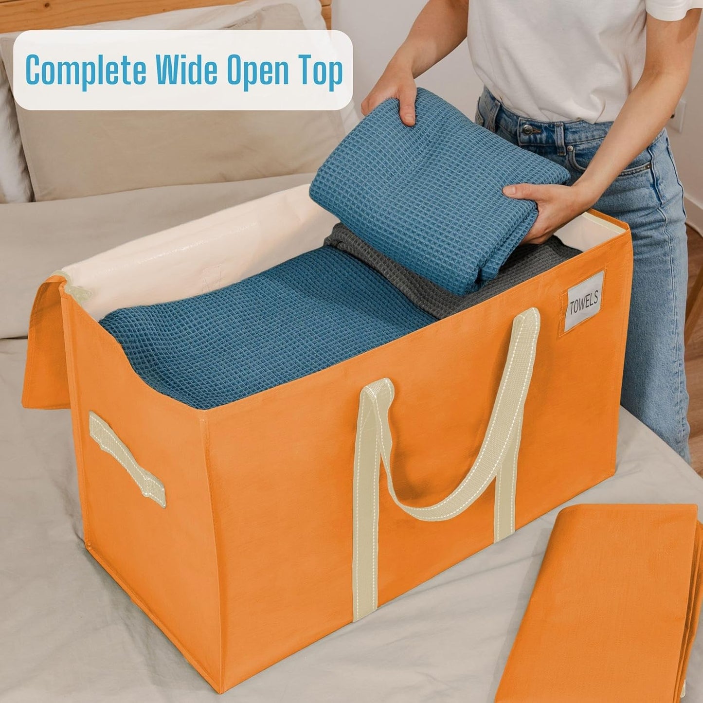 VENO 6 Pack Moving Bags, Heavy Duty, Moving Boxes Alternative, Packing Storage Supplies, Dorm Room Essentials with Zipper for Clothes, Extra Large Packaging Totes (Seasonal Autumn Orange, 6 Pack)