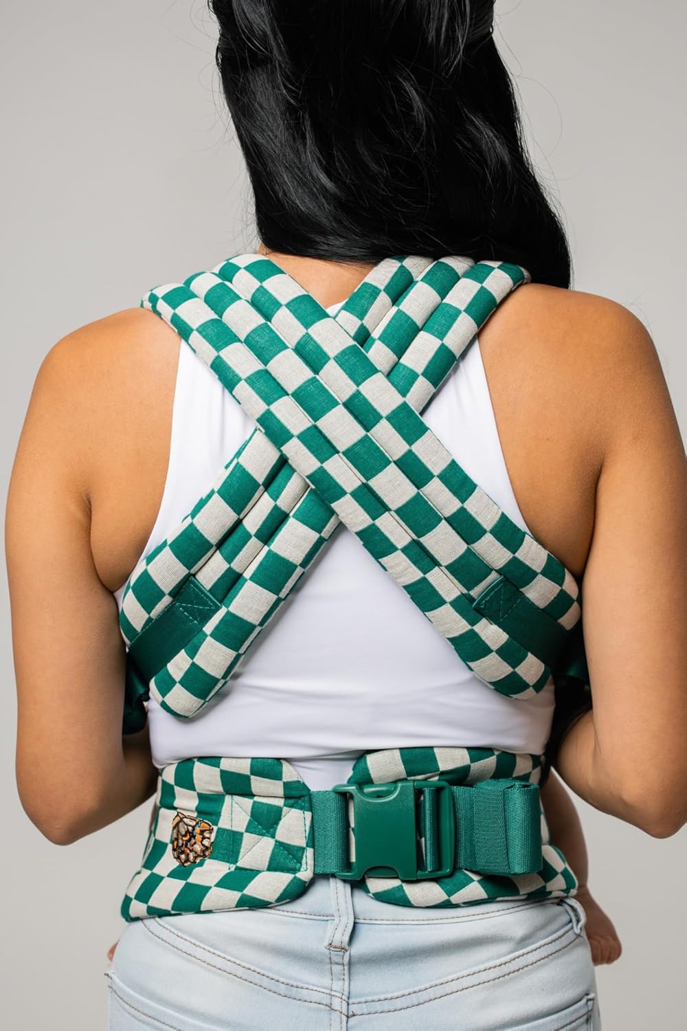 Mabē Monarch Ergonomic Baby Carrier – Premium Cotton Soft Structured Newborn to Toddler Carrier with Hip-Healthy Design, 3 Carry Positions (7-35lbs), Lightweight & Breathable (Evergreen Check)