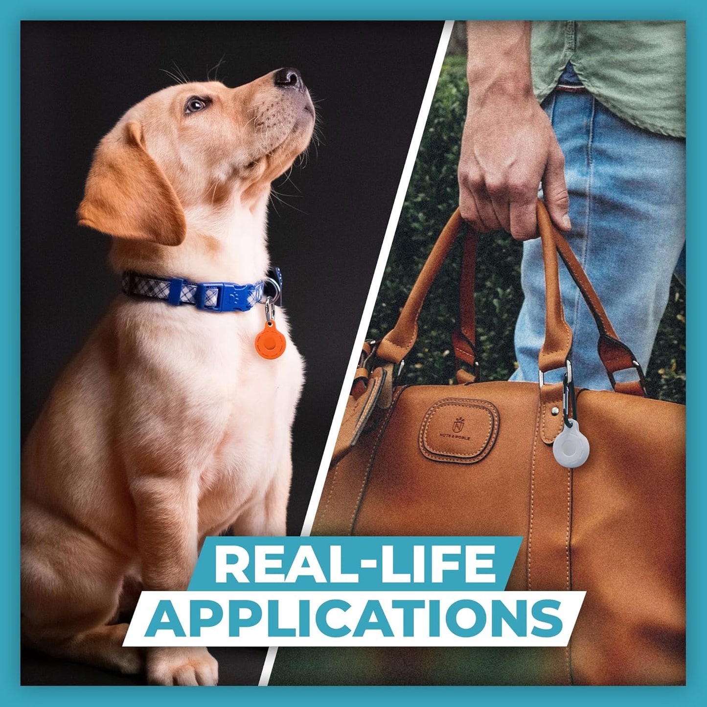 Airtag Holder and Keychain - 4 Pack Silicone Case Compatible with Apple Airtag (Orange, Teal, White, Pink)