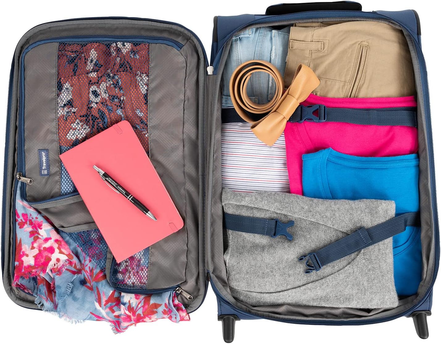 Travelpro Tourlite Softside Expandable Upright 2 Wheel Luggage, Lightweight Suitcase, Men and Women, Blue, Carry-On 22-Inch