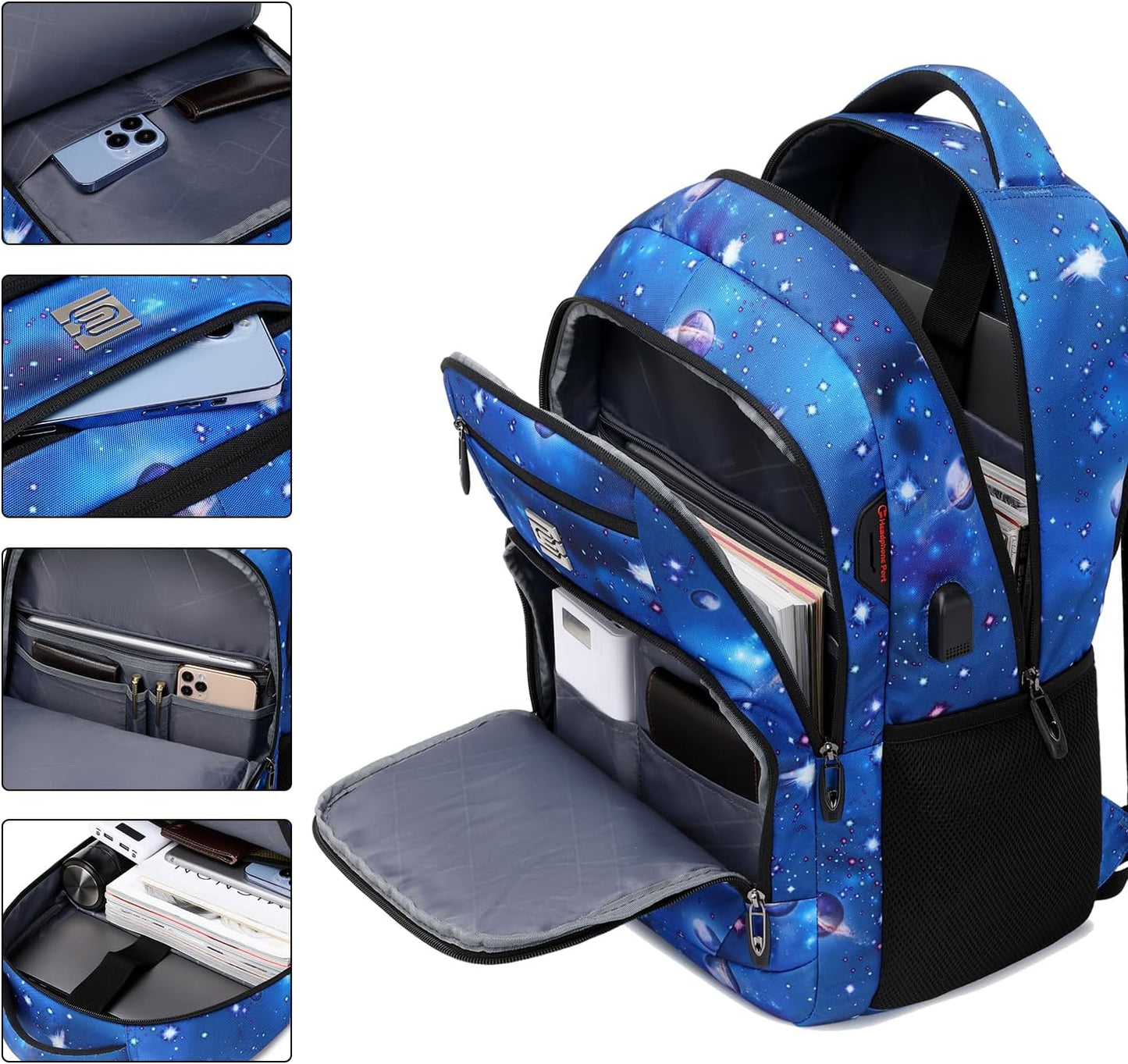 Laptop Backpack,Business Travel Anti Theft Slim Durable Laptops Backpack with USB Charging Port,Water Resistant College Computer Bag for Women & Men Fits 15.6 Inch Laptop and Notebook-Dreamy Blue