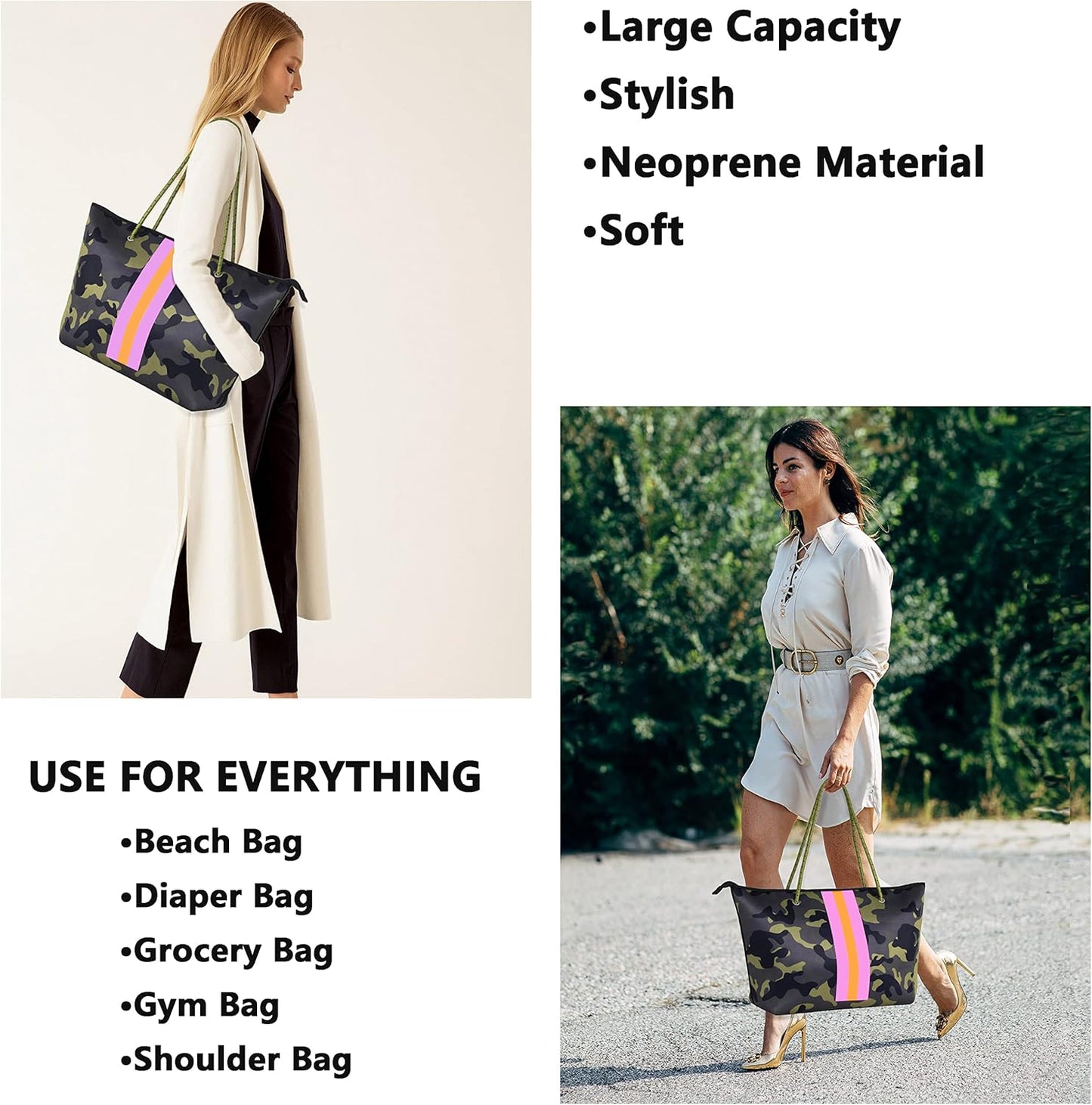 QOGiR Neoprene Multipurpose Beach Bag Tote with Inner Zipper Pocket … … … …