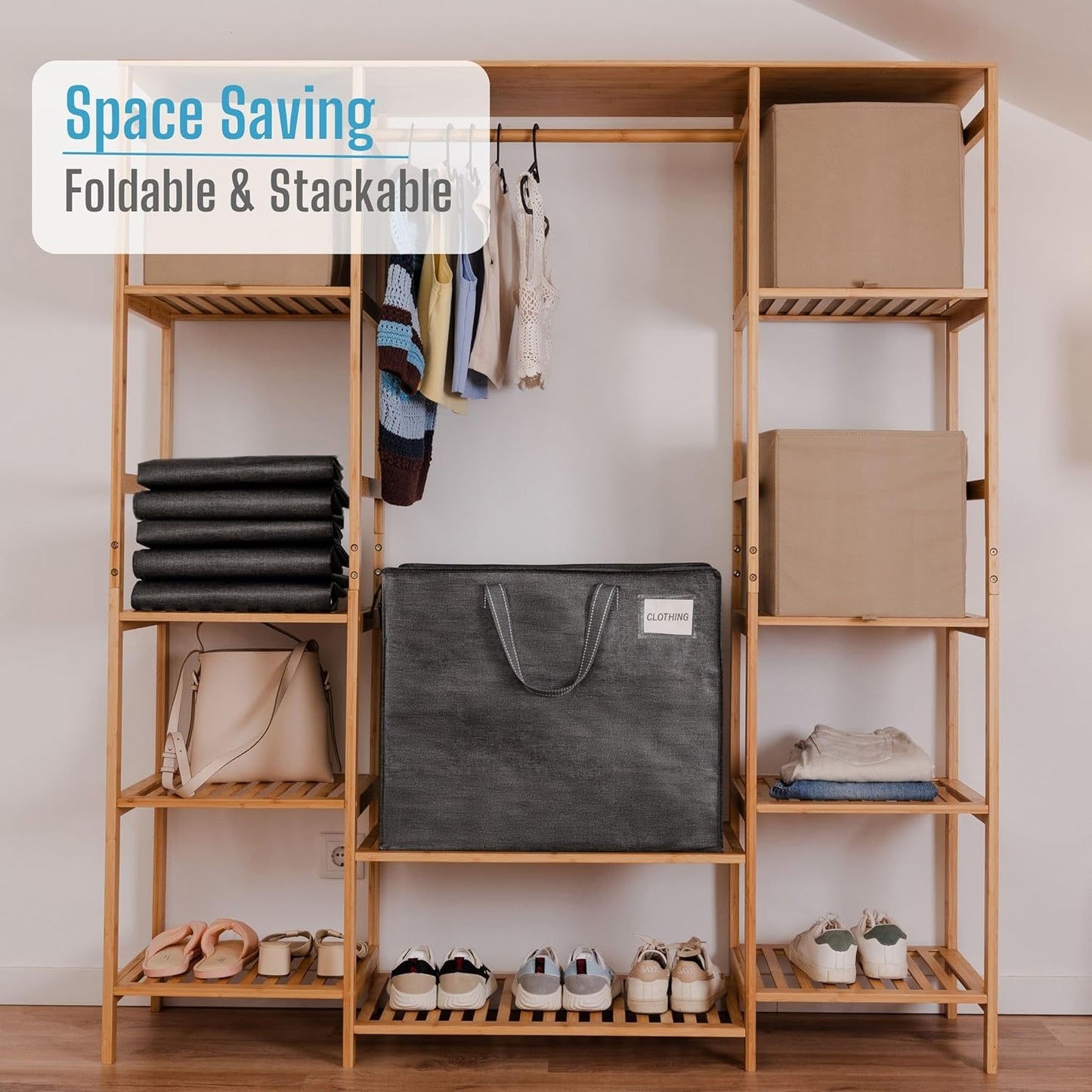 VENO 4 Pack Heavy Duty Moving Bags, Storage Bags, Packing Supplies, Top Zipper, Storage Totes for Camping, Clothes, Bedding, Comforters, Pillows (22 Gallon Dark Gray, 4 Pack)