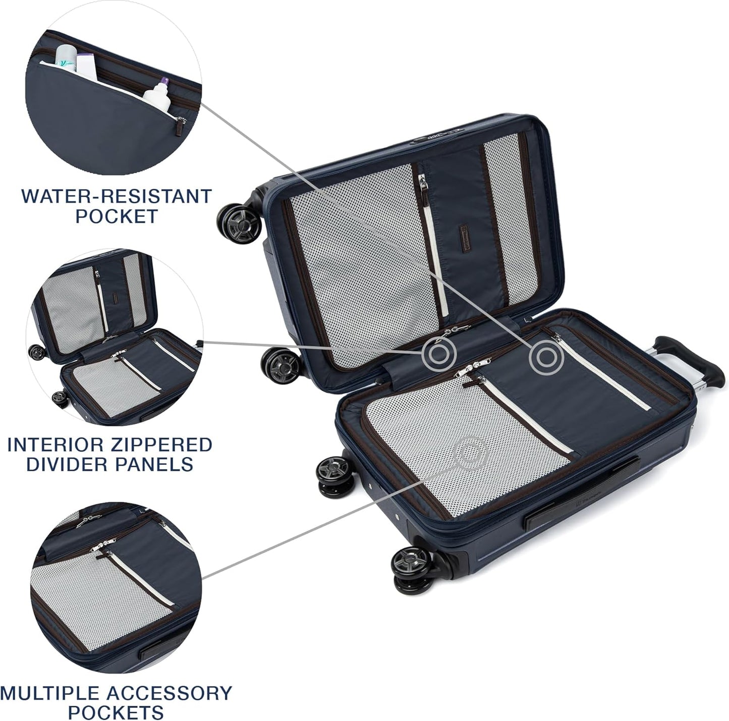 Travelpro Platinum Elite Hardside Expandable Carry on Luggage, 8 Wheel Spinner, TSA Lock, Hard Shell Polycarbonate Suitcase, True Navy Blue, Carry on 21-Inch