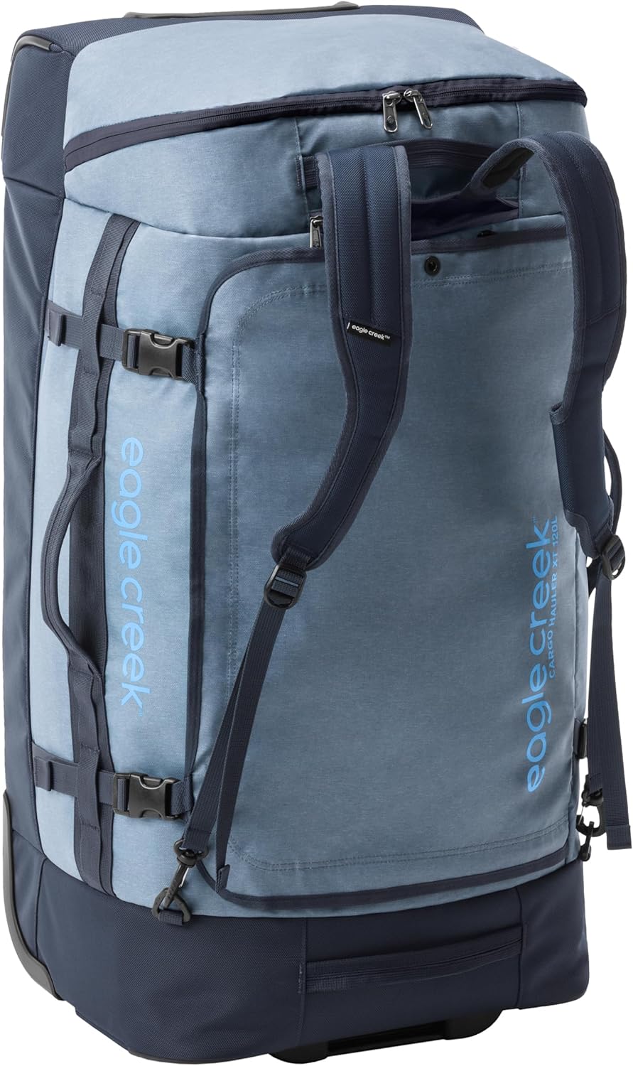 Eagle Creek Cargo Hauler XT Wheeled Duffel - Wheeled Backpack Duffel - Deployable Backpack Straps - Lockable U-Lid & Easy Access Compartment - 32" - Glacier Blue